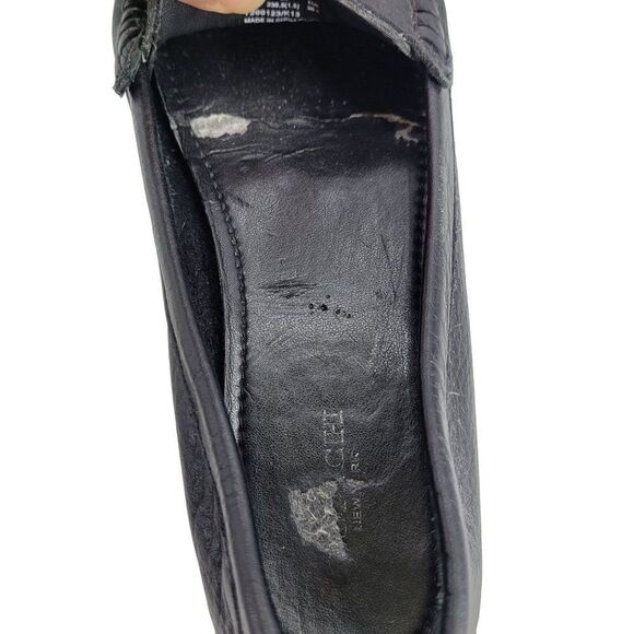 Coach Fredrica Pebble Leather Loafers 6.5 Black A5175 Slip On Flats Silver Logo - Picture 9 of 15
